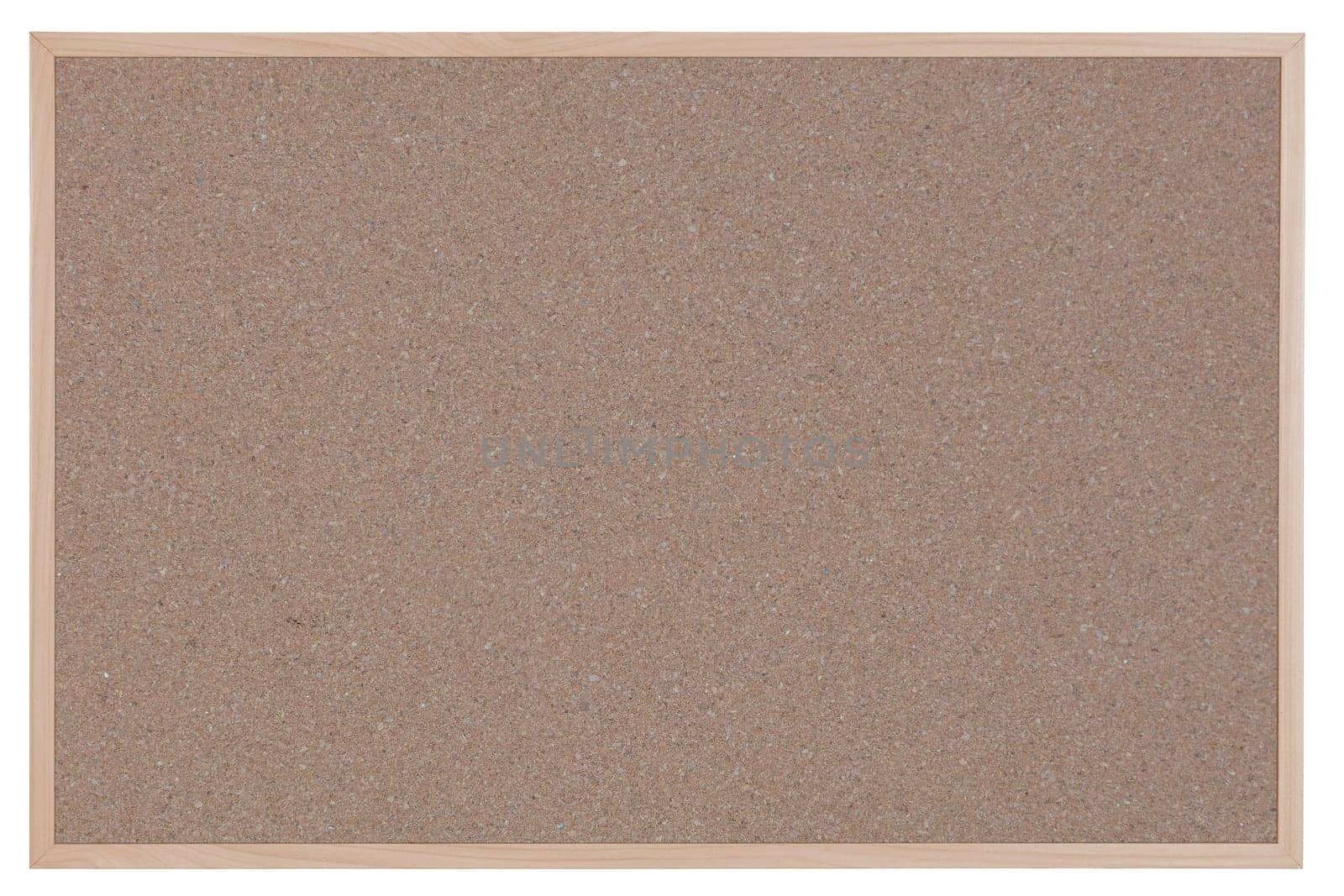 A cork notice board with wood frame isolated on white with clipping path