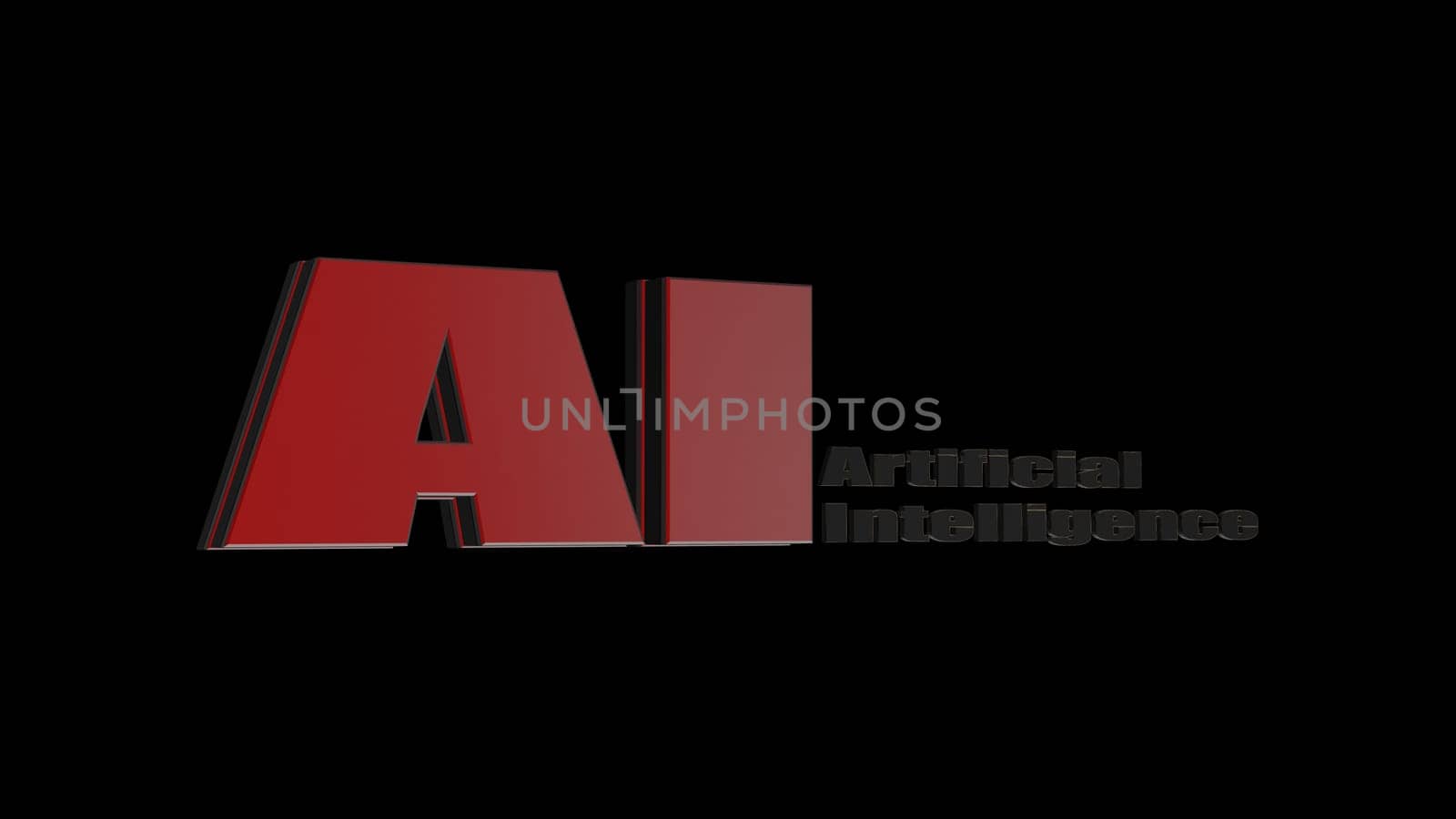 The 3d rendering of 3D AI Wording with white background