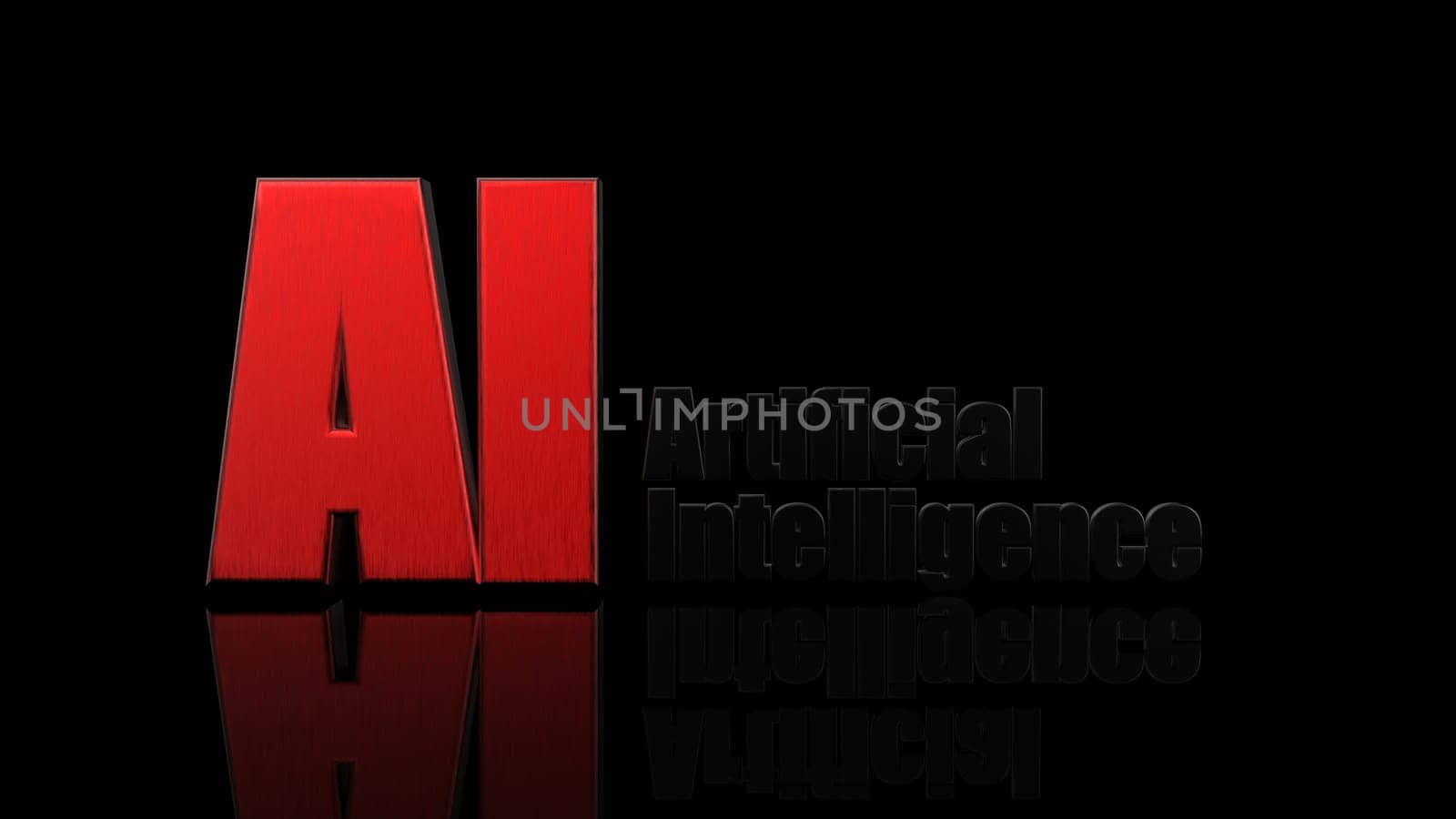 The 3d rendering of 3D AI Wording with white background