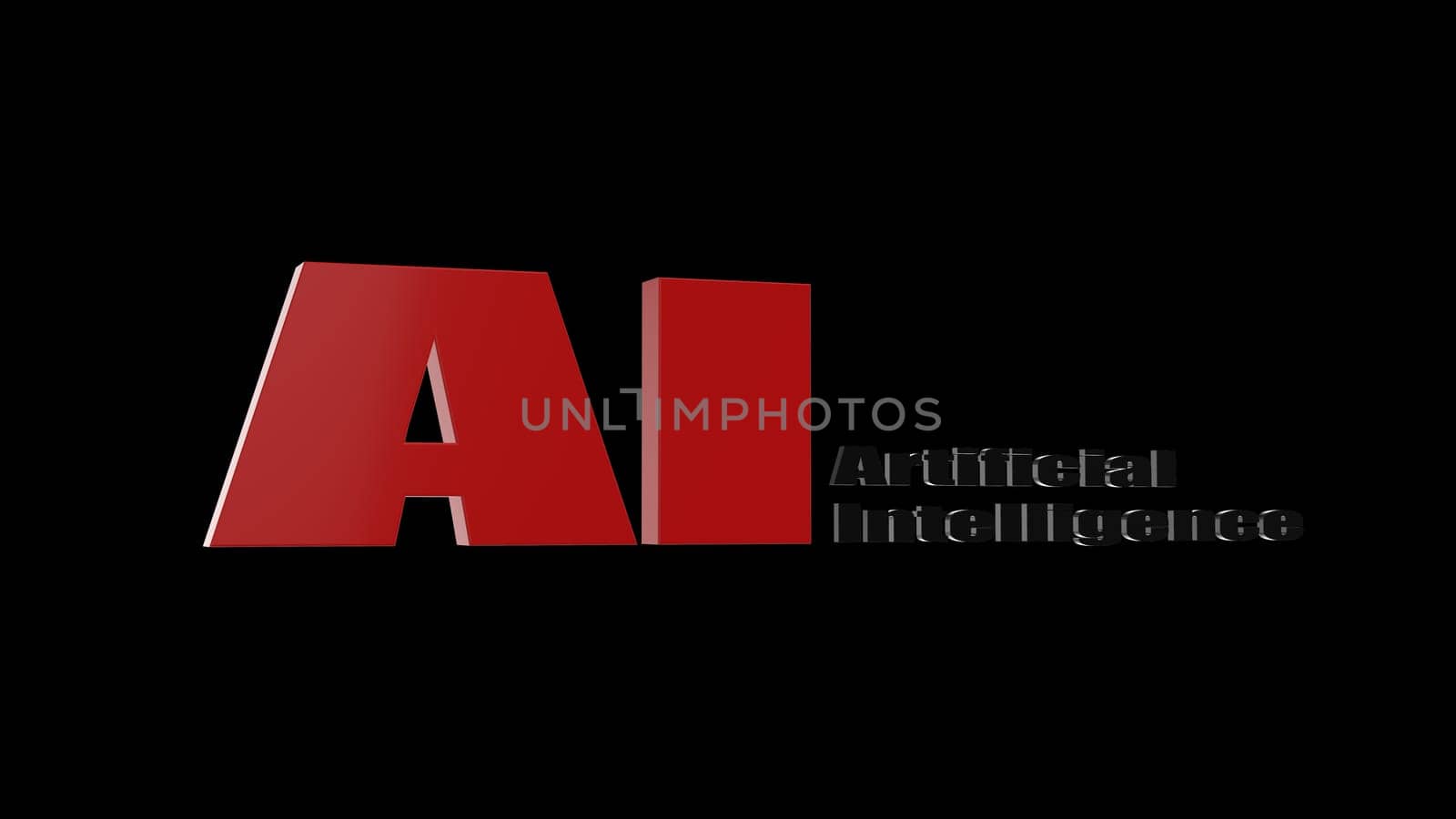 The 3d rendering of 3D AI Wording with white background