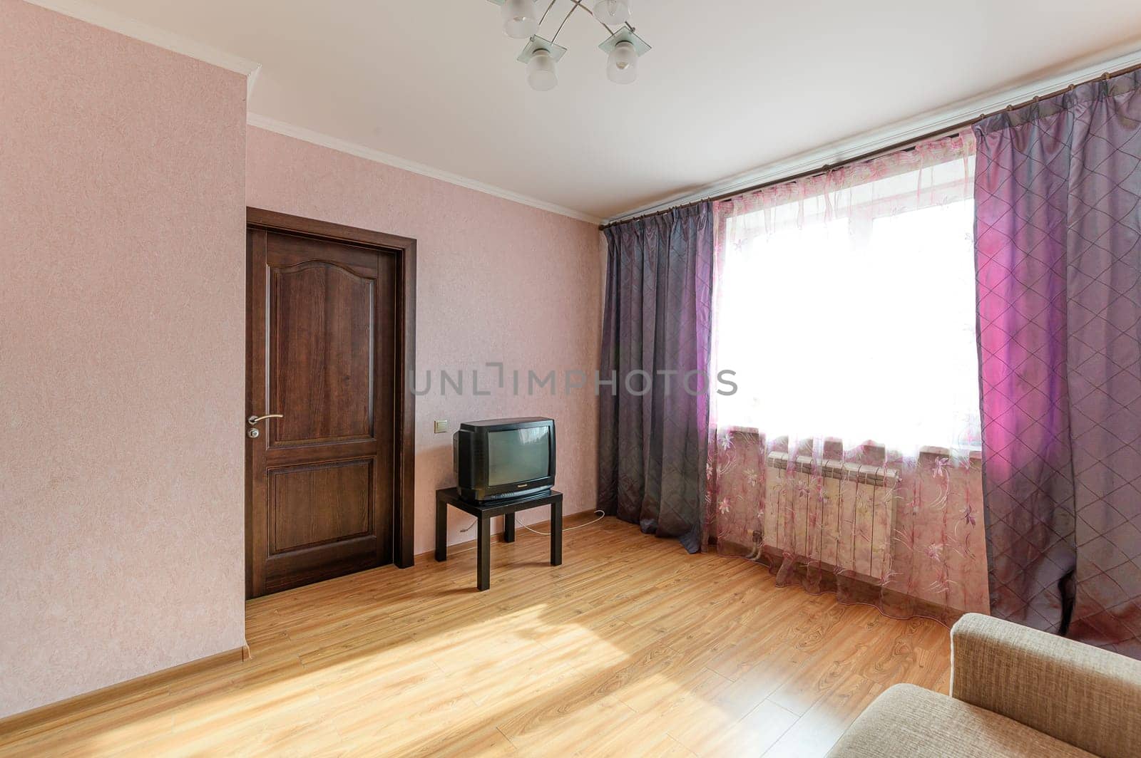 Russia, Moscow- September 10, 2019: interior room apartment modern bright cozy atmosphere. general cleaning, home decoration, preparation of house for sale