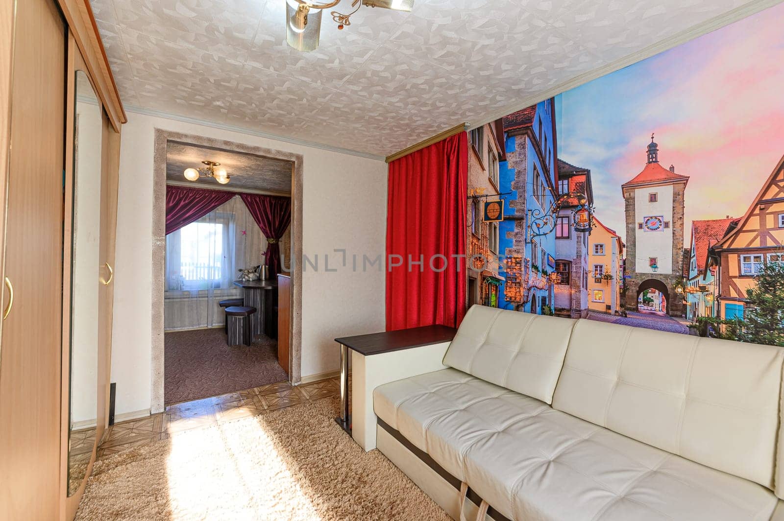 Russia, Moscow- September 10, 2019: interior room apartment modern bright cozy atmosphere. general cleaning, home decoration, preparation of house for sale
