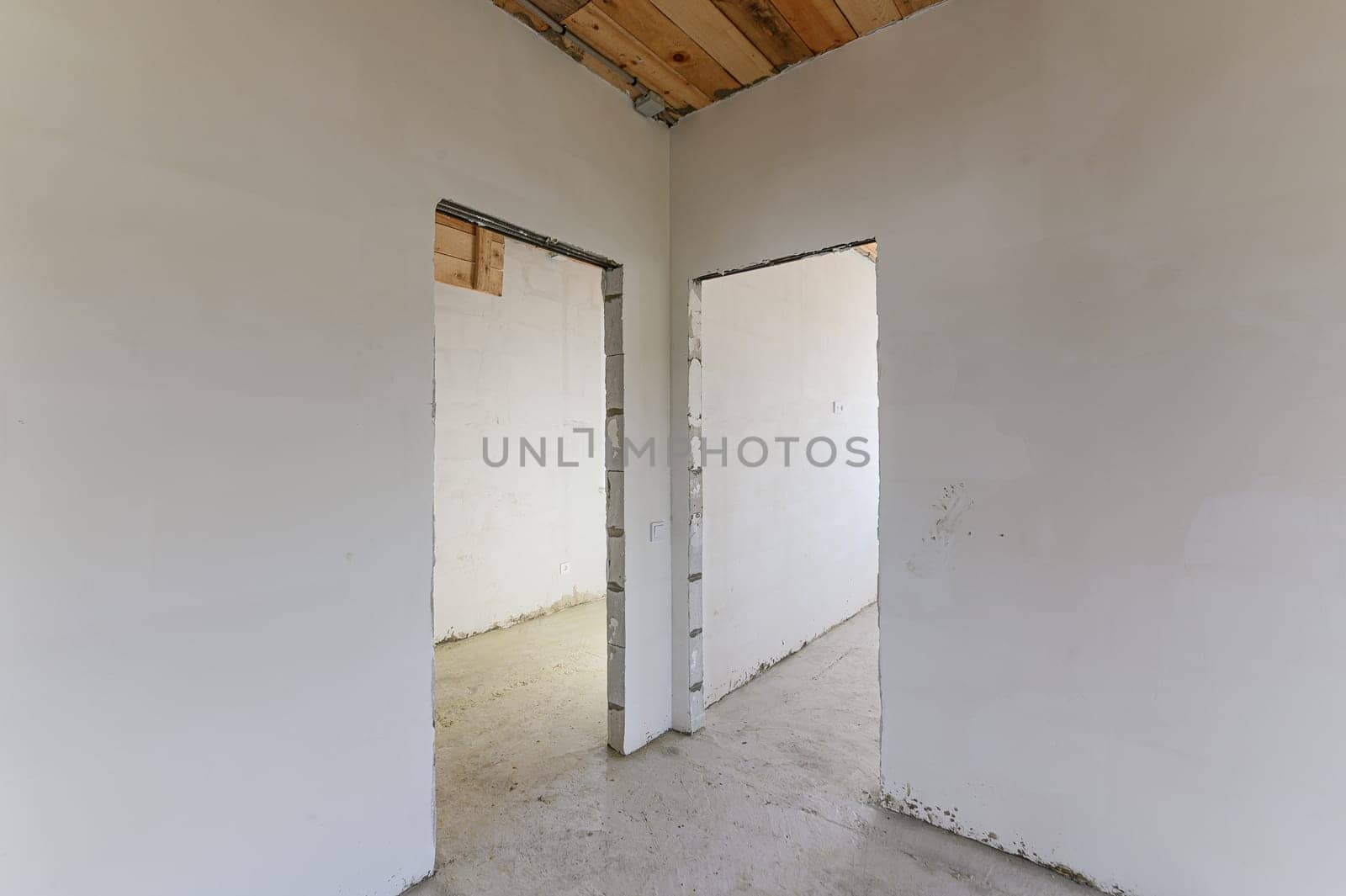Russia, Moscow- September 10, 2019: interior room rough repair for self-finishing. interior decoration, bare walls of the room, stage of construction