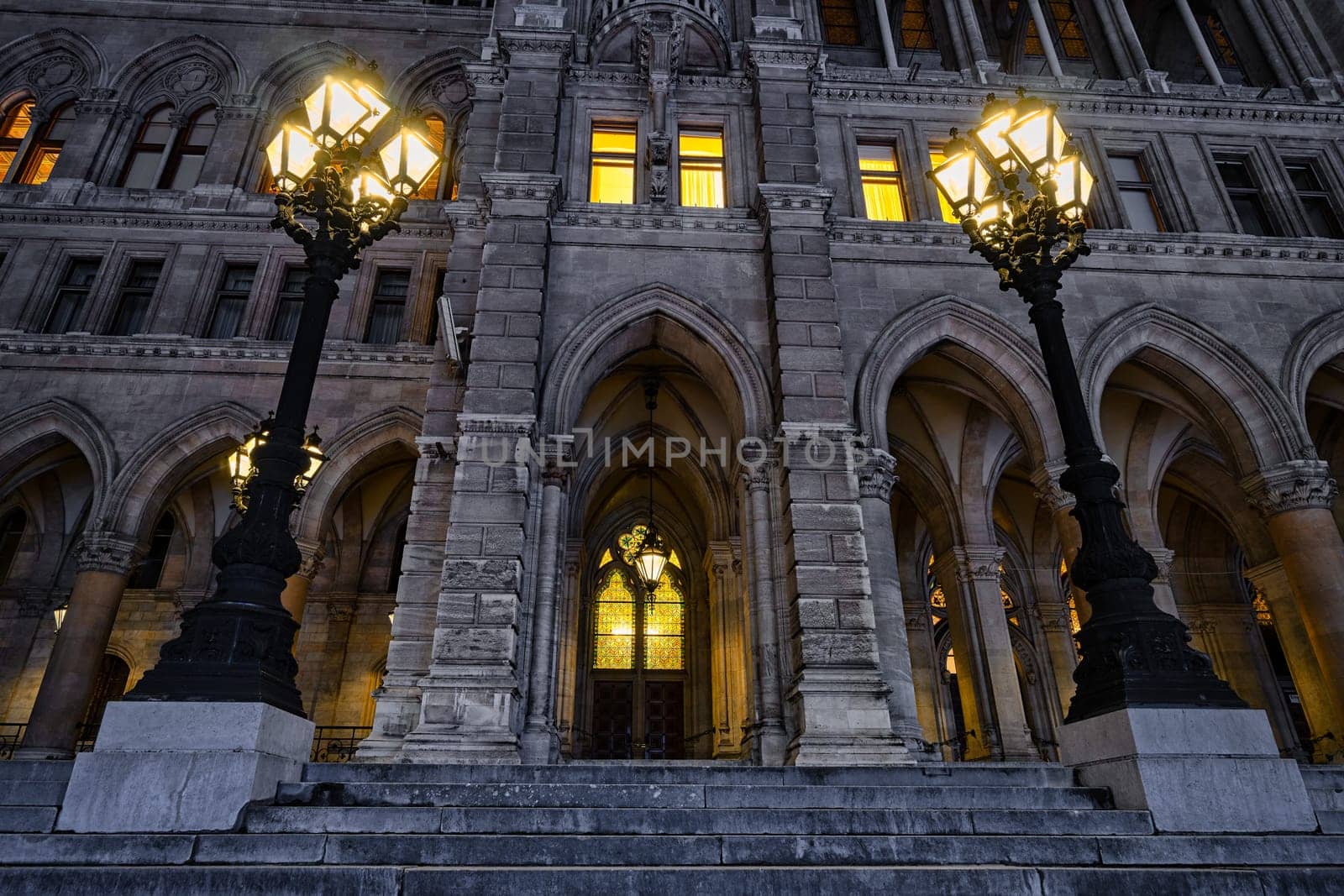 Vienna Town Hall At Night, historic building and travel destinations