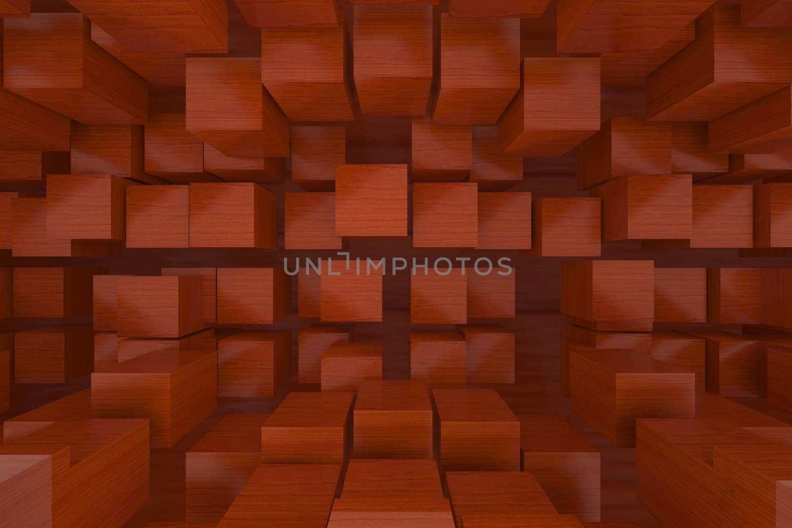 3d rendering of backgrounds abstract. Red wooden box.