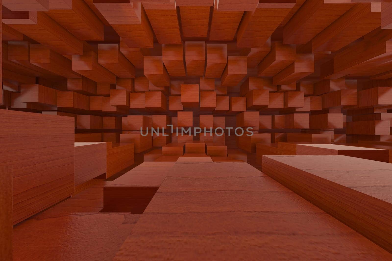 3d rendering of backgrounds abstract. Red wooden box.