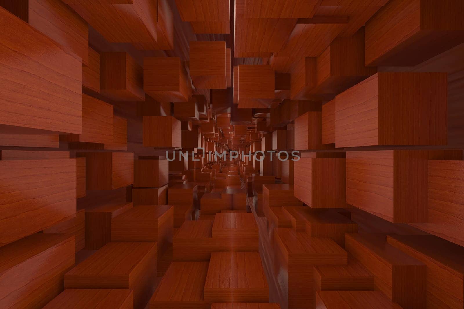 3d rendering of backgrounds abstract. Red wooden box.