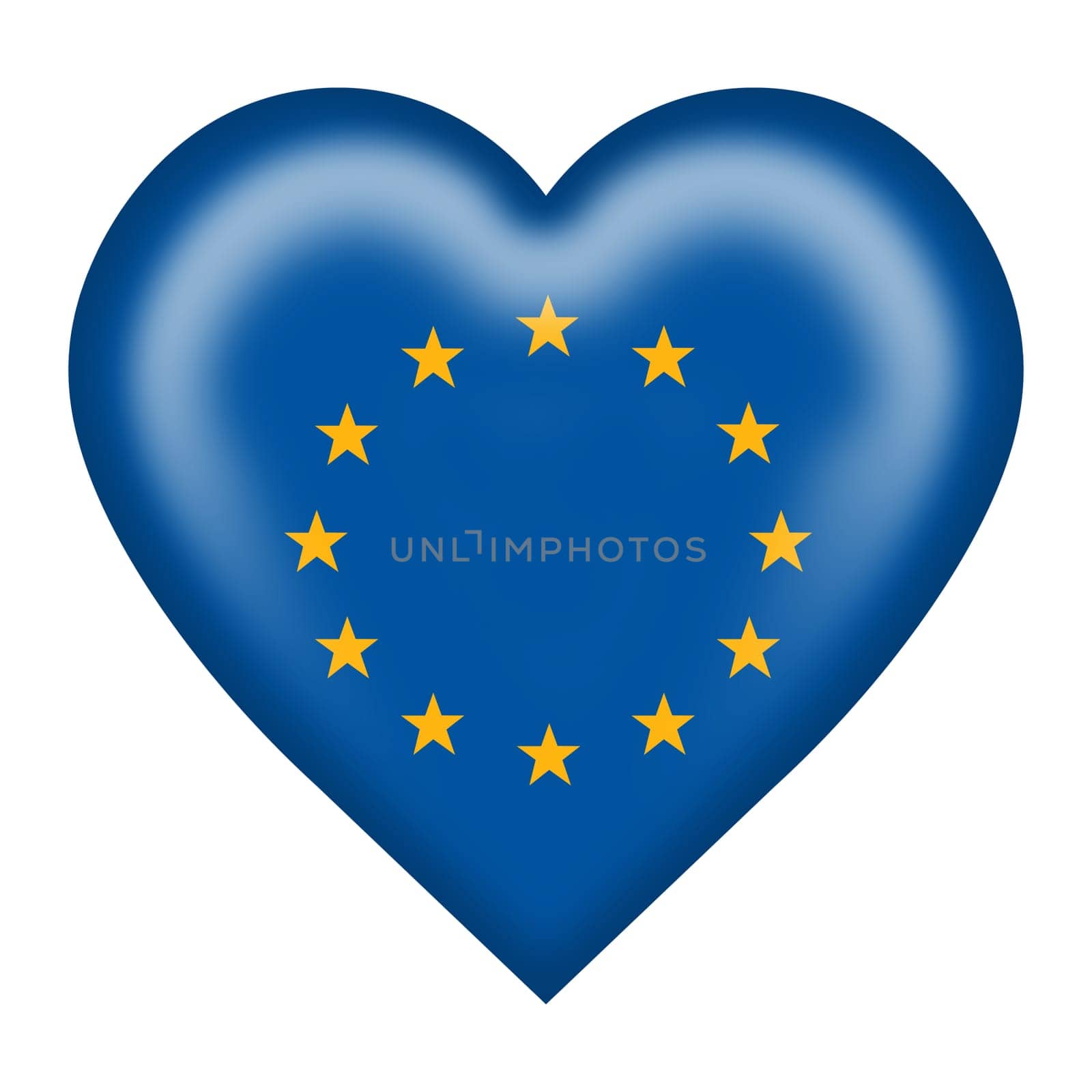 A union flag heart button isolated on white with clipping path