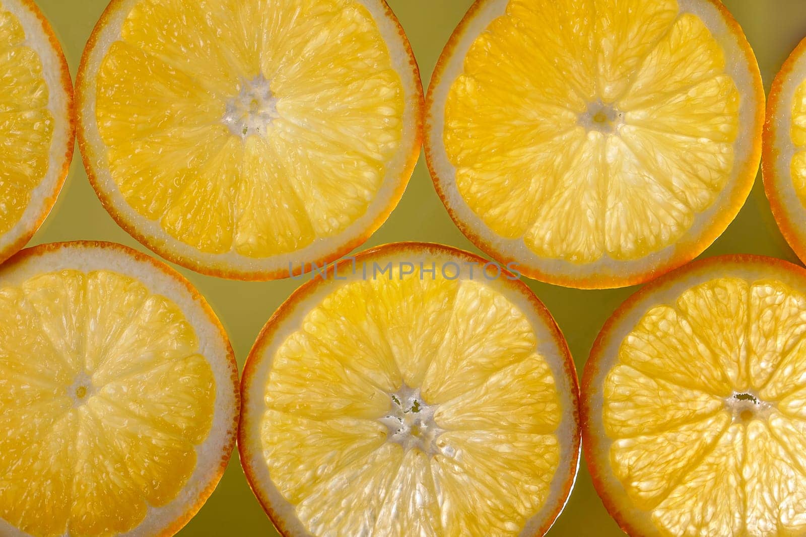 Background from slices of orange to the lumen, yellow orange