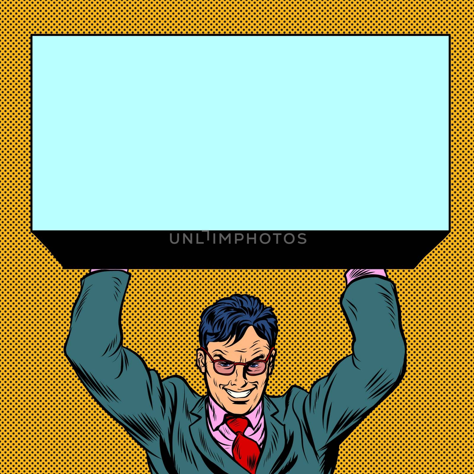 Businessman atlas holds the load something. Pop art retro vector illustration vintage kitsch 50s 60s