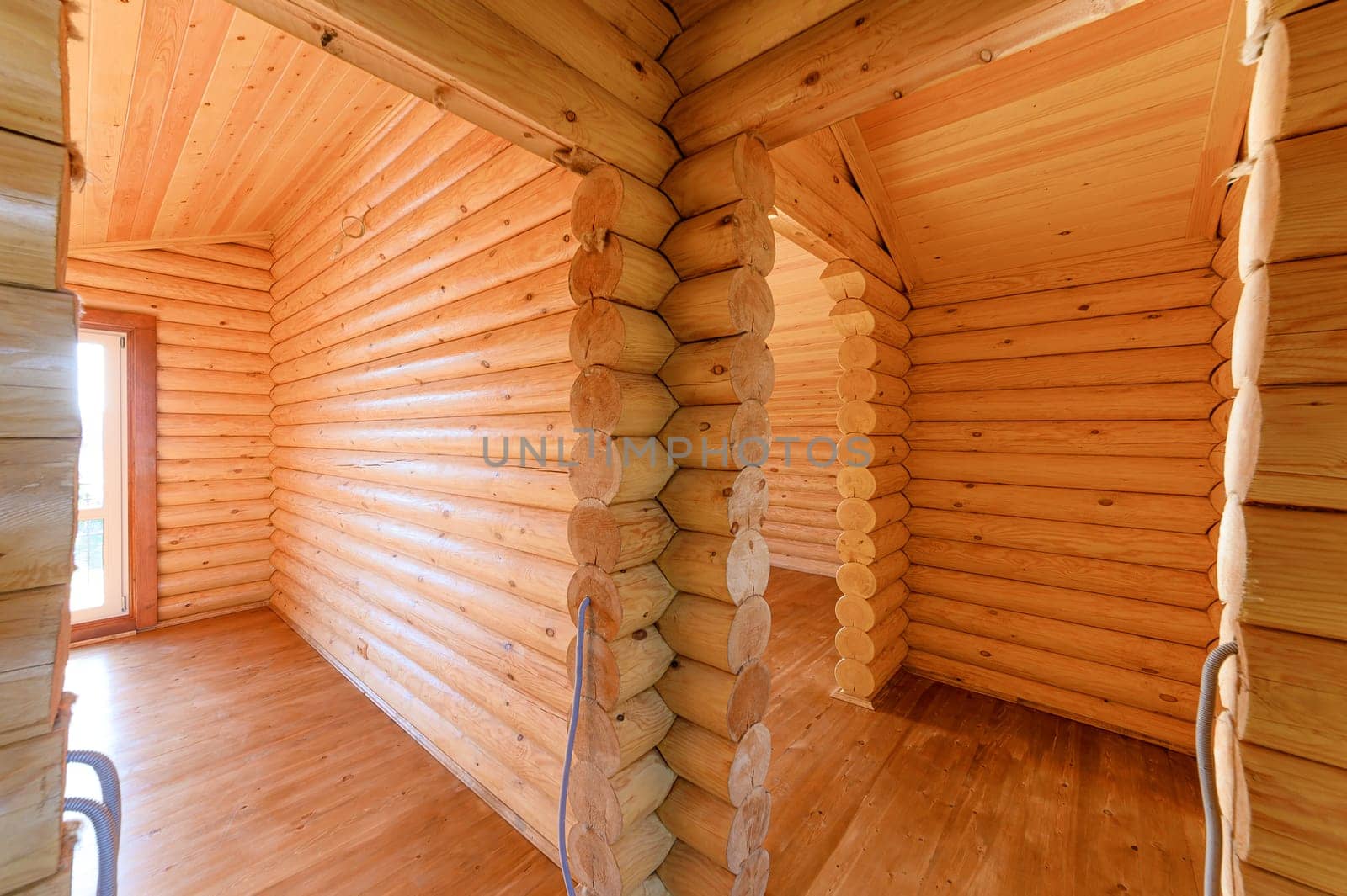 Russia, Moscow- September 10, 2019: interior room apartment modern bright cozy atmosphere. beautiful designer country house with wooden elements