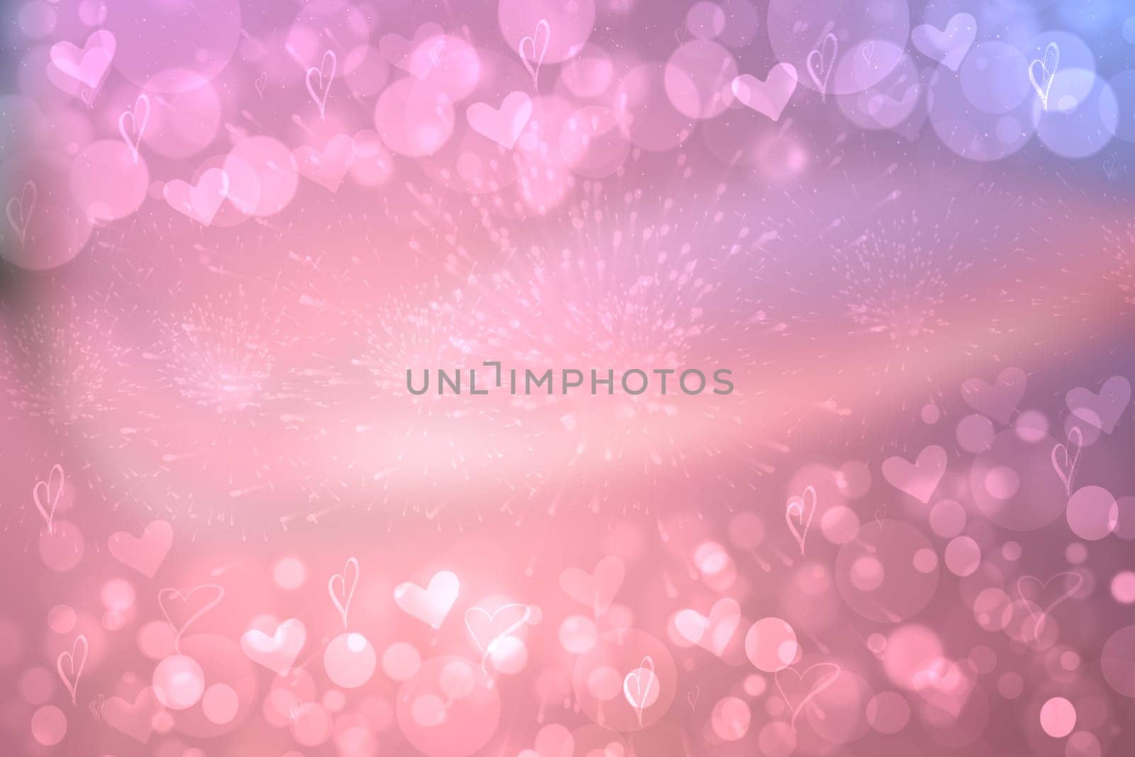 Valentines or wedding day card template. Abstract delicate love romantic holiday gradient pink blue background texture with hearts. Beautiful backdrop with space.