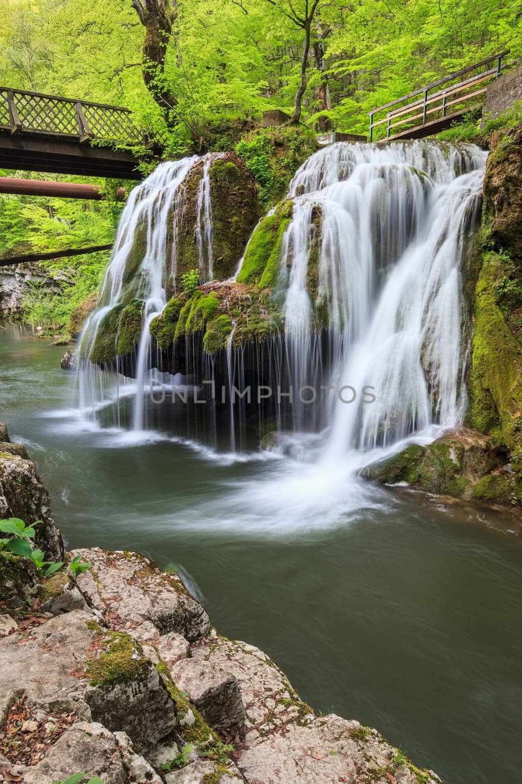 Waterfall Bigar. Located at the intersection with the parallel 45 in Romania.
