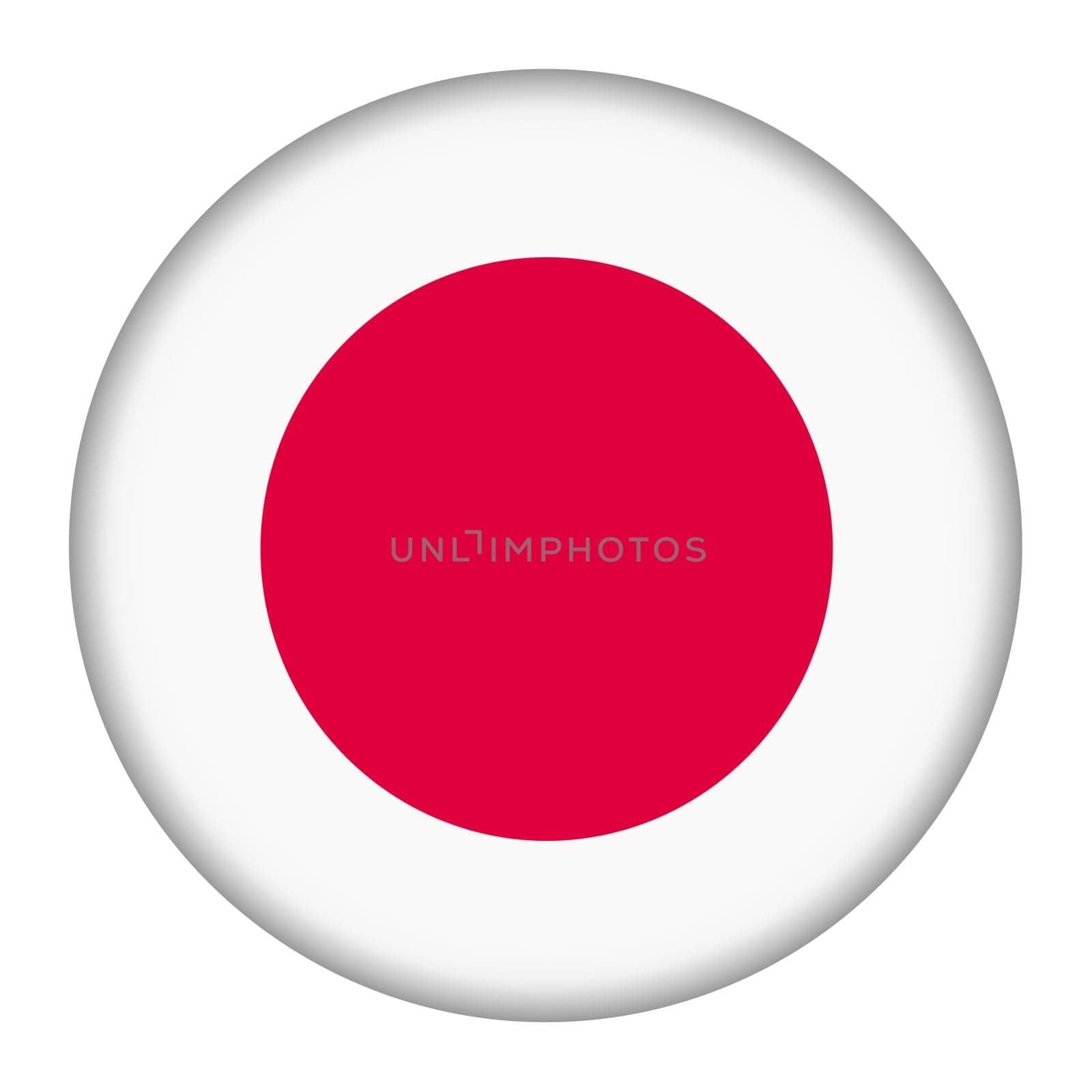 A Japan flag button illustration with clipping path