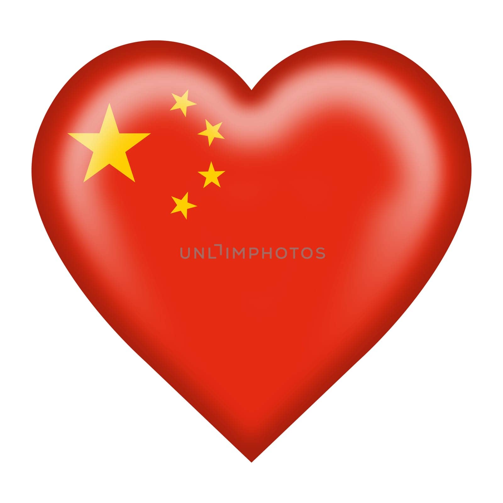 A China heart illustration on white with clipping path.