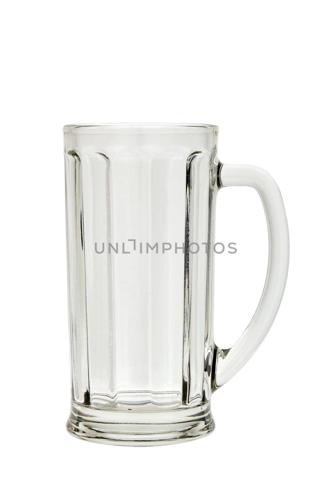 Empty beer glass mug isolated on white background.