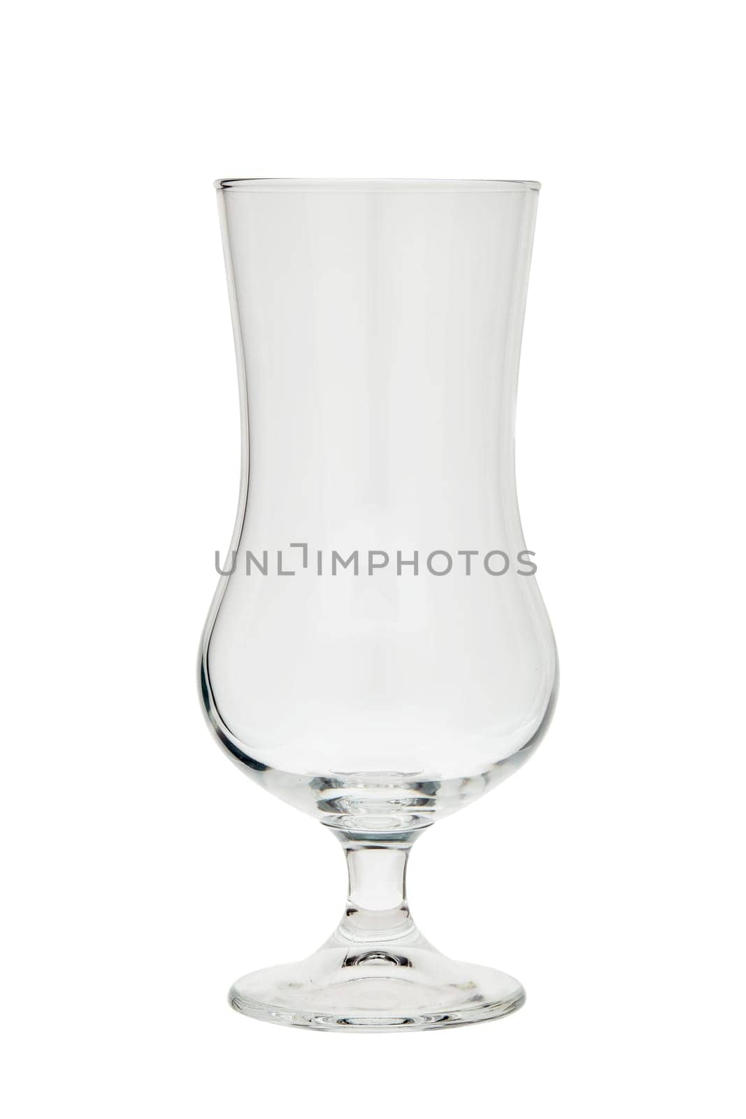 Empty clear beer glass isolated on white background. Tulip beer glass