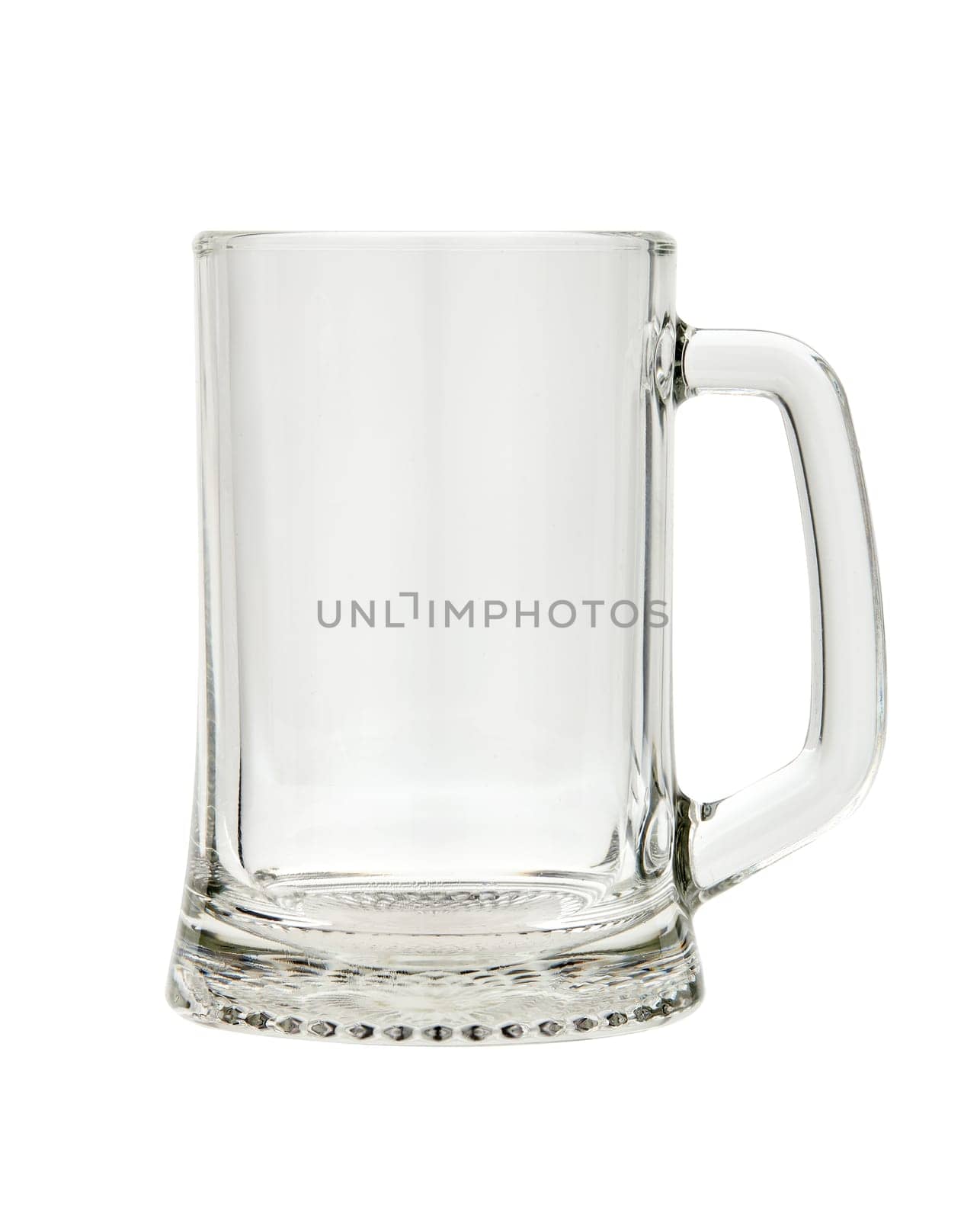 Empty beer glass mug isolated on white background.