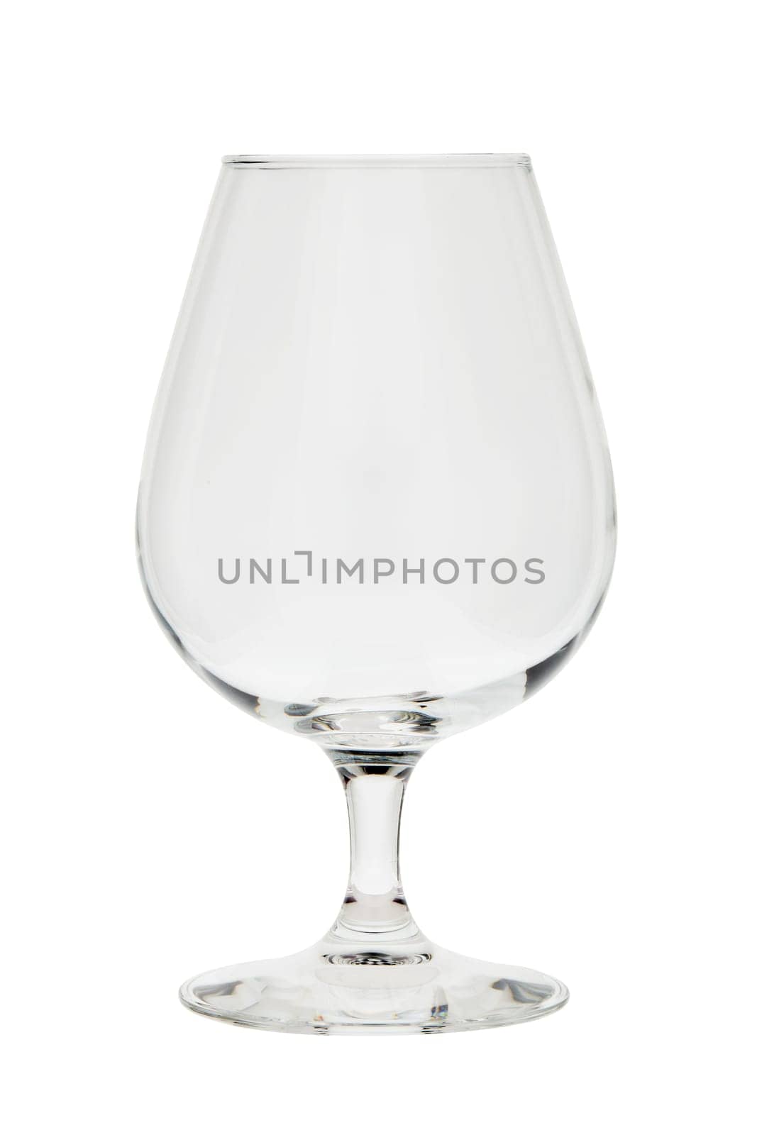 Empty clear beer glass isolated on white background. Snifter beer glass