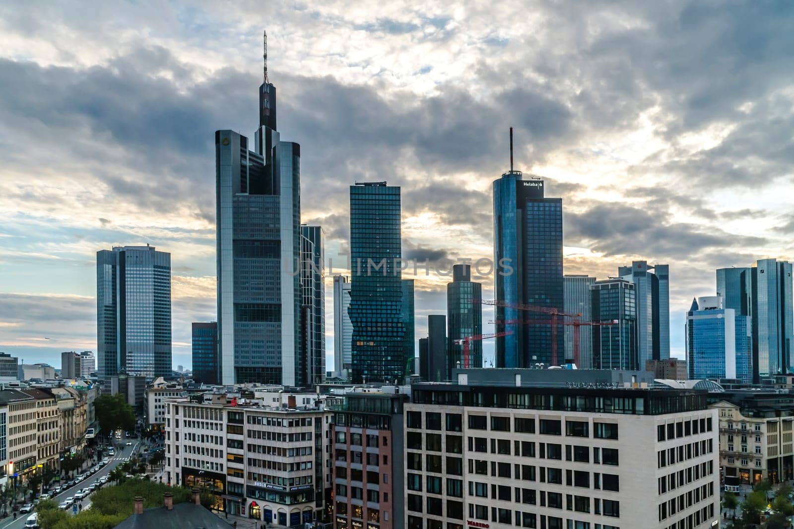 FRANKFURT, GERMANY: October 5th, 2019: City view of central Frankfurt.,FRANKFURT, GERMANY: October 5th, 2019: City view of central Frankfurt.