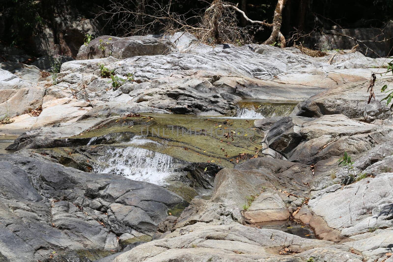 Waterfall in Thailand on Koh Samui photographed closeup