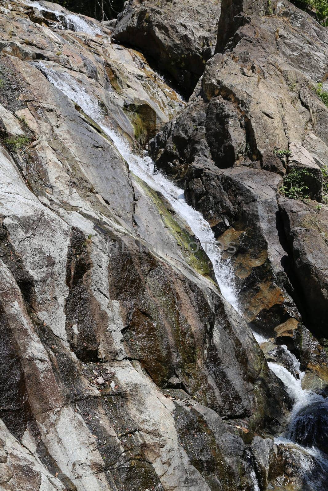 Waterfall in Thailand on Koh Samui photographed closeup