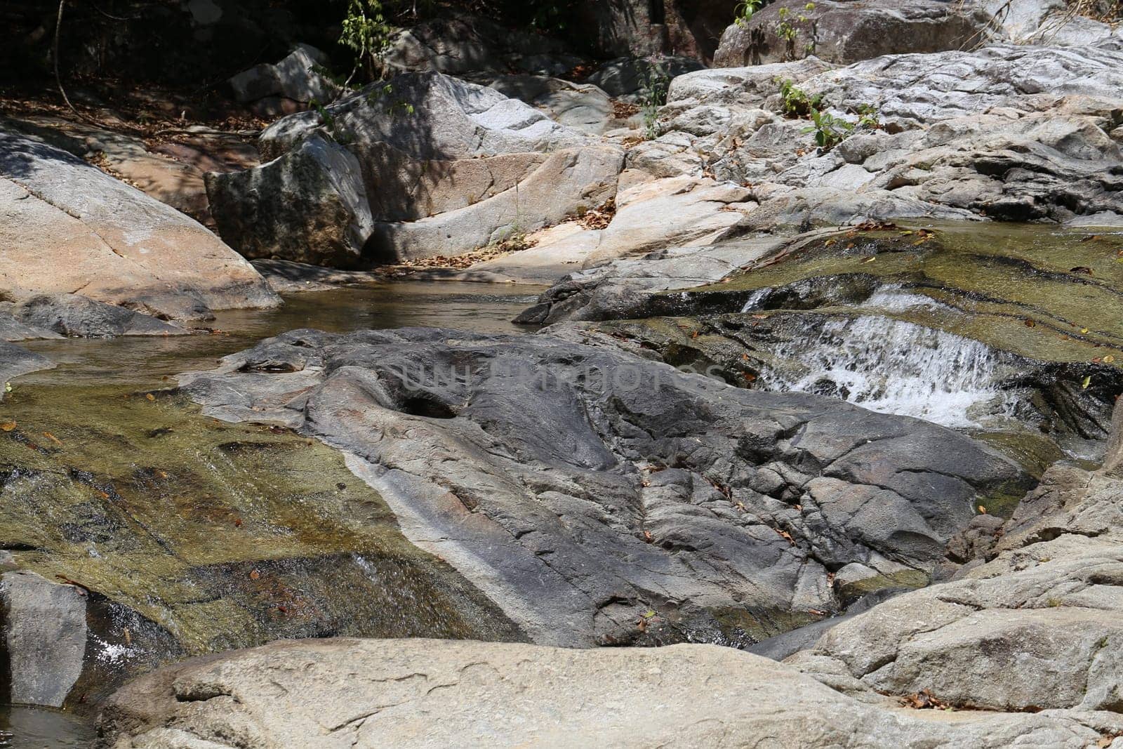 Waterfall in Thailand on Koh Samui photographed closeup