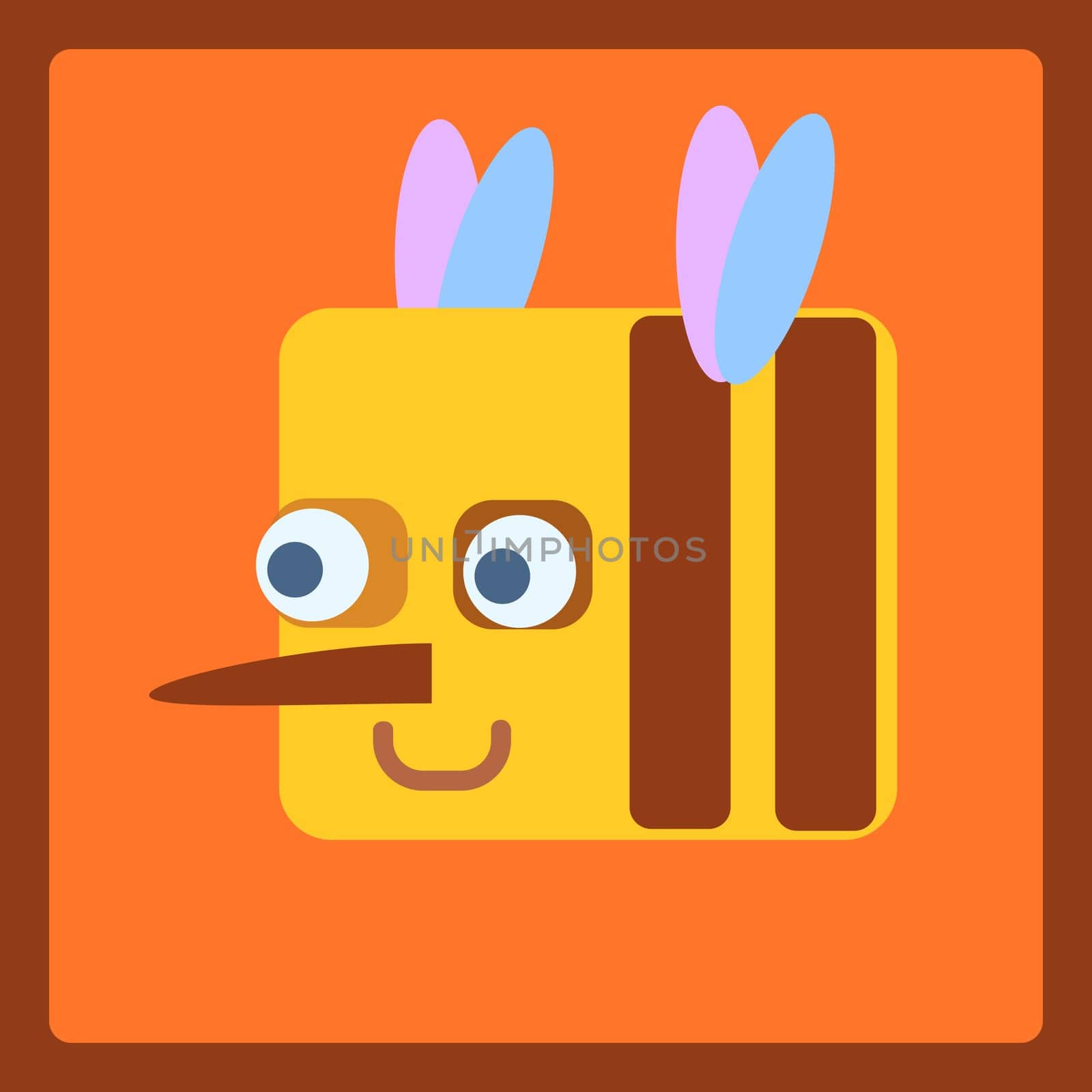 Bee stylized cartoon animal icon. Baby style