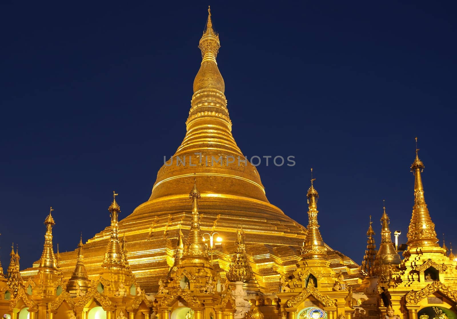 the golden stupa of the Shwedagon Pagoda Yangon in Myanmar