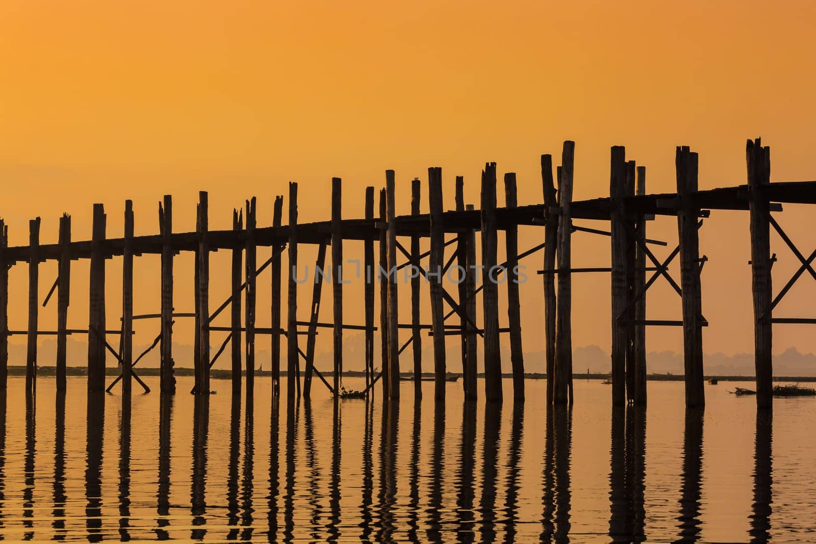 U Bein Bridge Taungthaman Lake Amarapura Mandalay state Myanmar