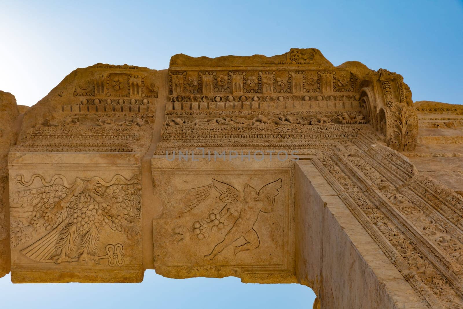 Temple of Bacchus romans ruins of Baalbek in Beeka valley Lebanon Middle east