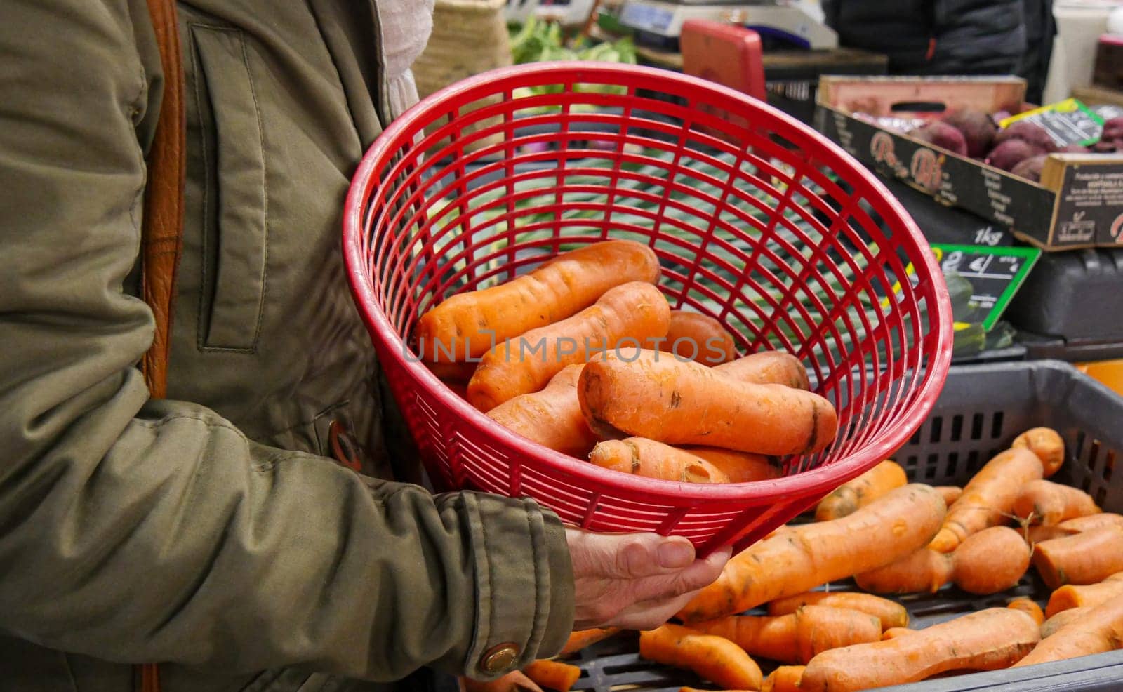 many organic carrots on the market place