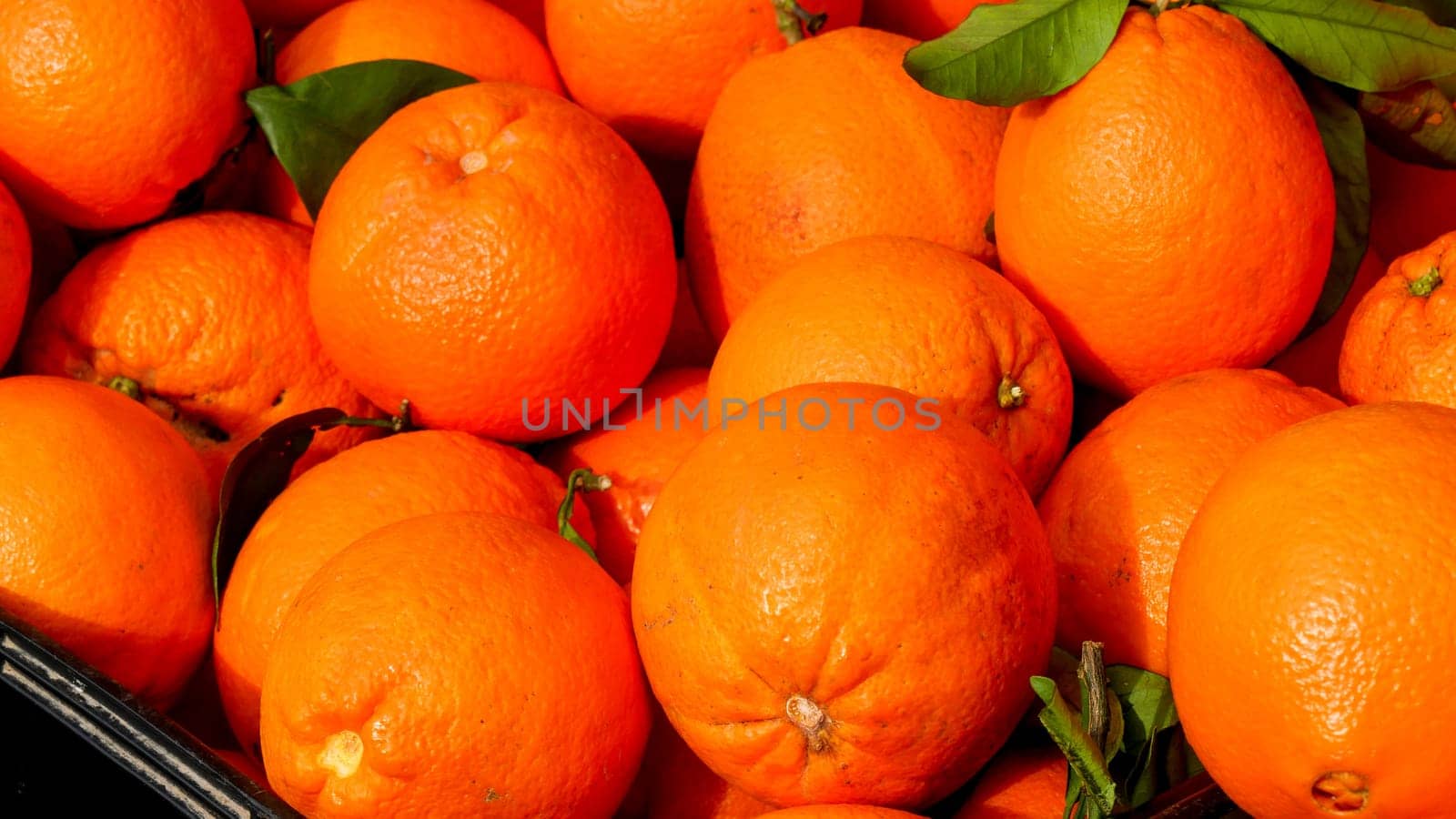 Fresh organic oranges on the market place.
