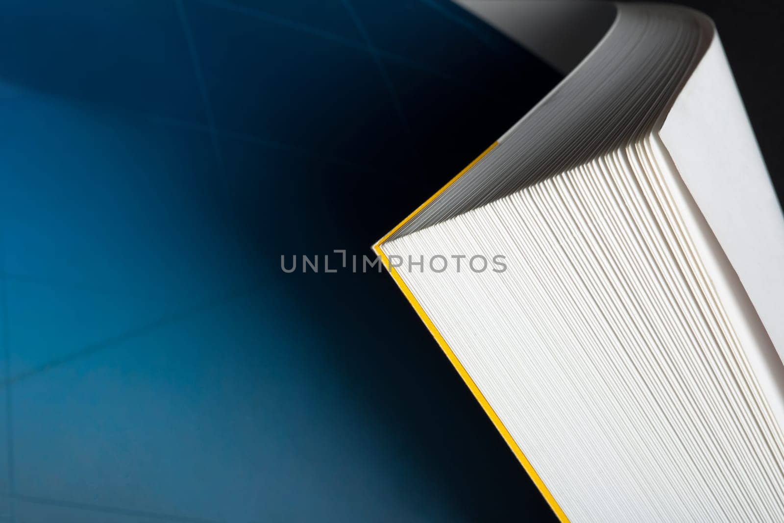 Close-up of curved book corner