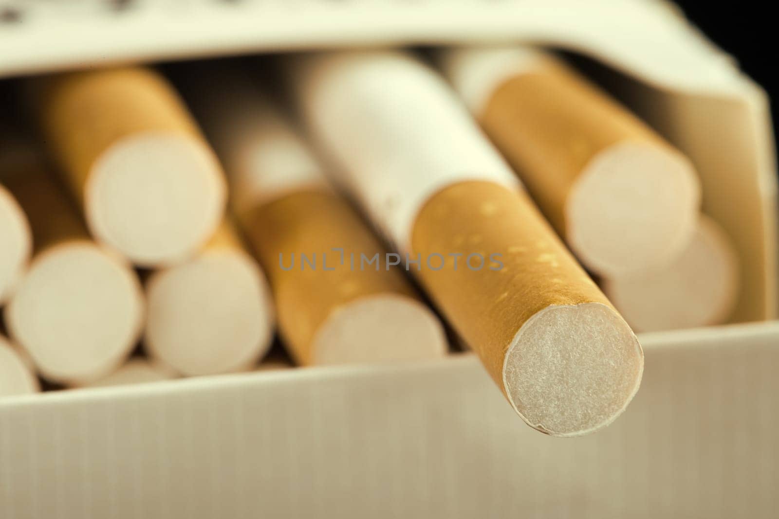 Closeup of cigarettes in pack
