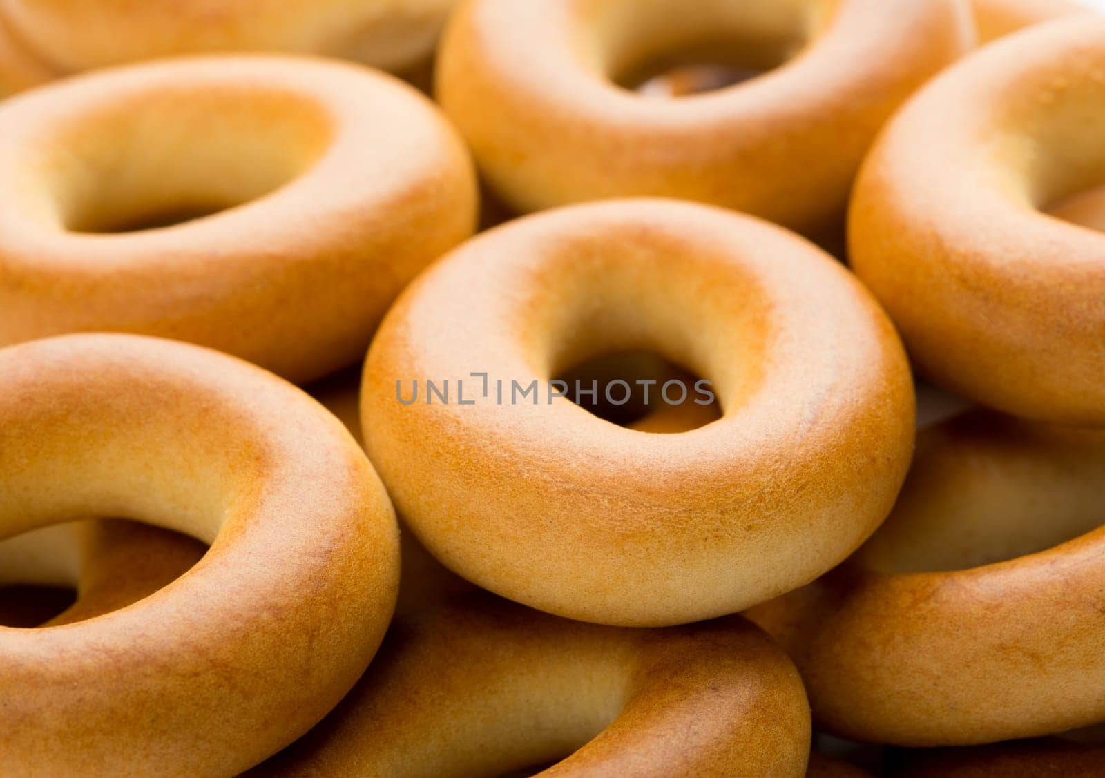 Closeup of many tasty bagels