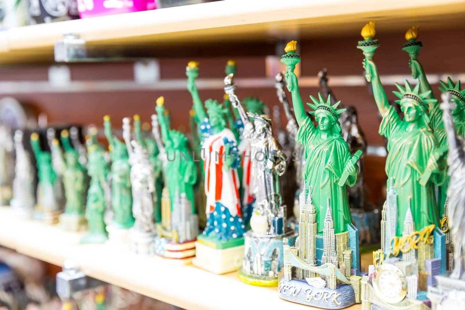 Statue of Liberty souvenirs at store in New York. Statue of Liberty is a symbol of USA