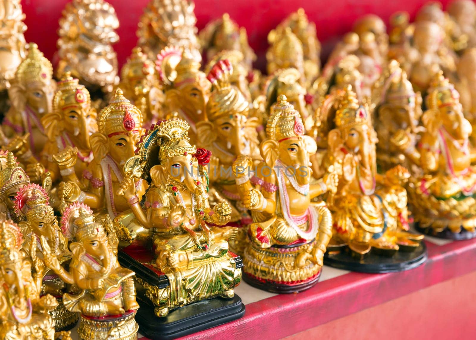 Ganesha golden statues in Wat Po Temple, Thailand