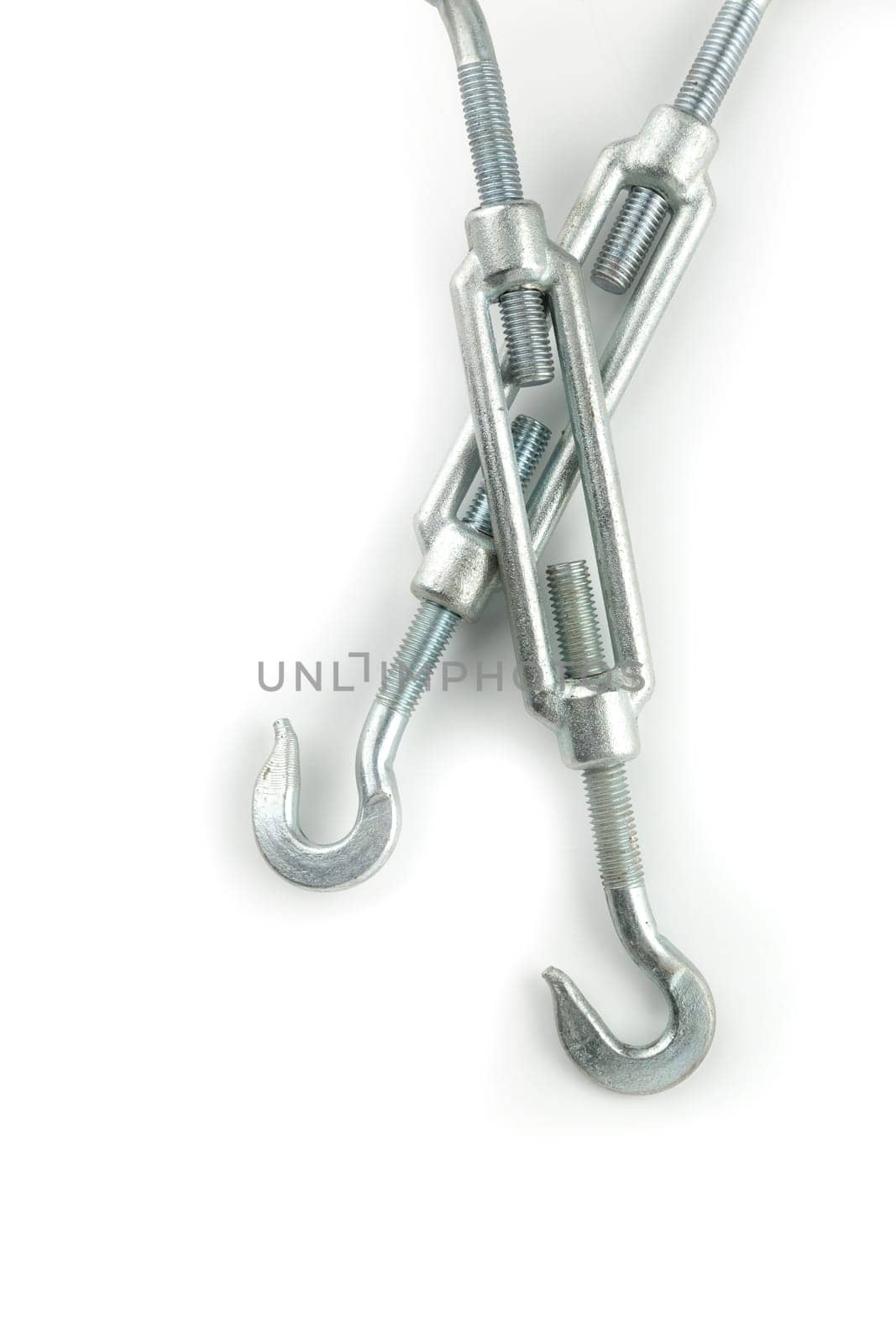 Two industrial hooks isolated on white