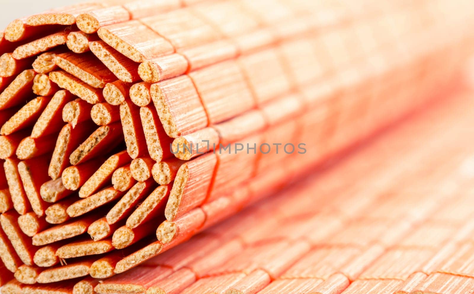 Closeup of rolled bamboo mat