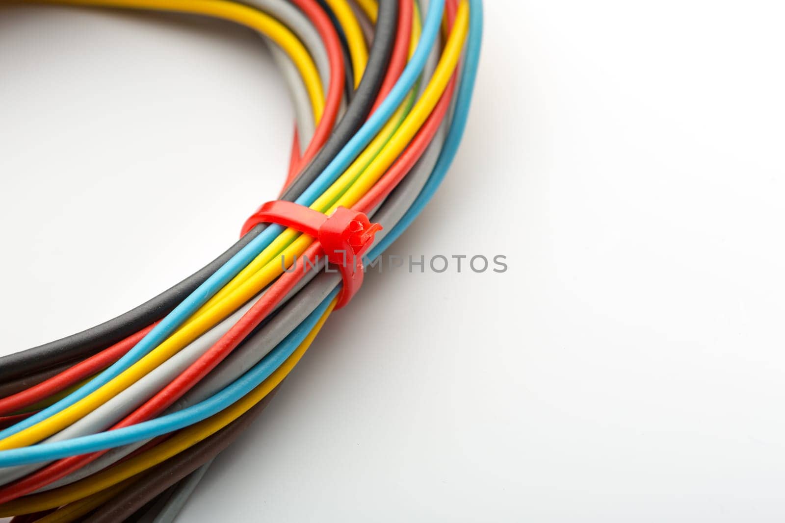Bunch of multicolored wires isolated on white