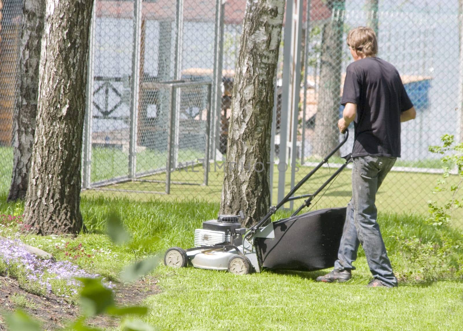 Lawnmower man at work