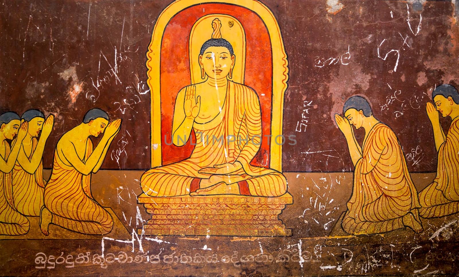 Sri Lanka, in old buddha temple, tourism attractions. Ceylon, Unesco heritage. Asia culture, bubbhism religion