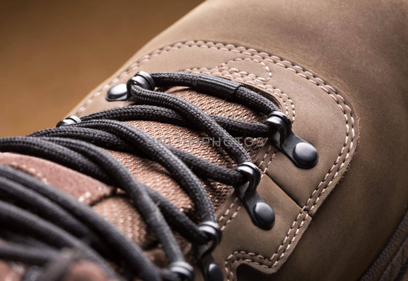 Closeup view of new hiking boot