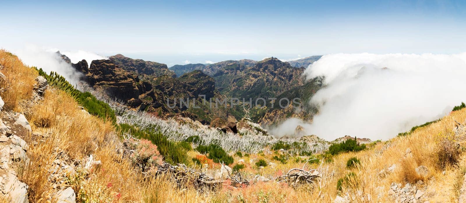 Panoramic view of mountains and clouds, Portugal