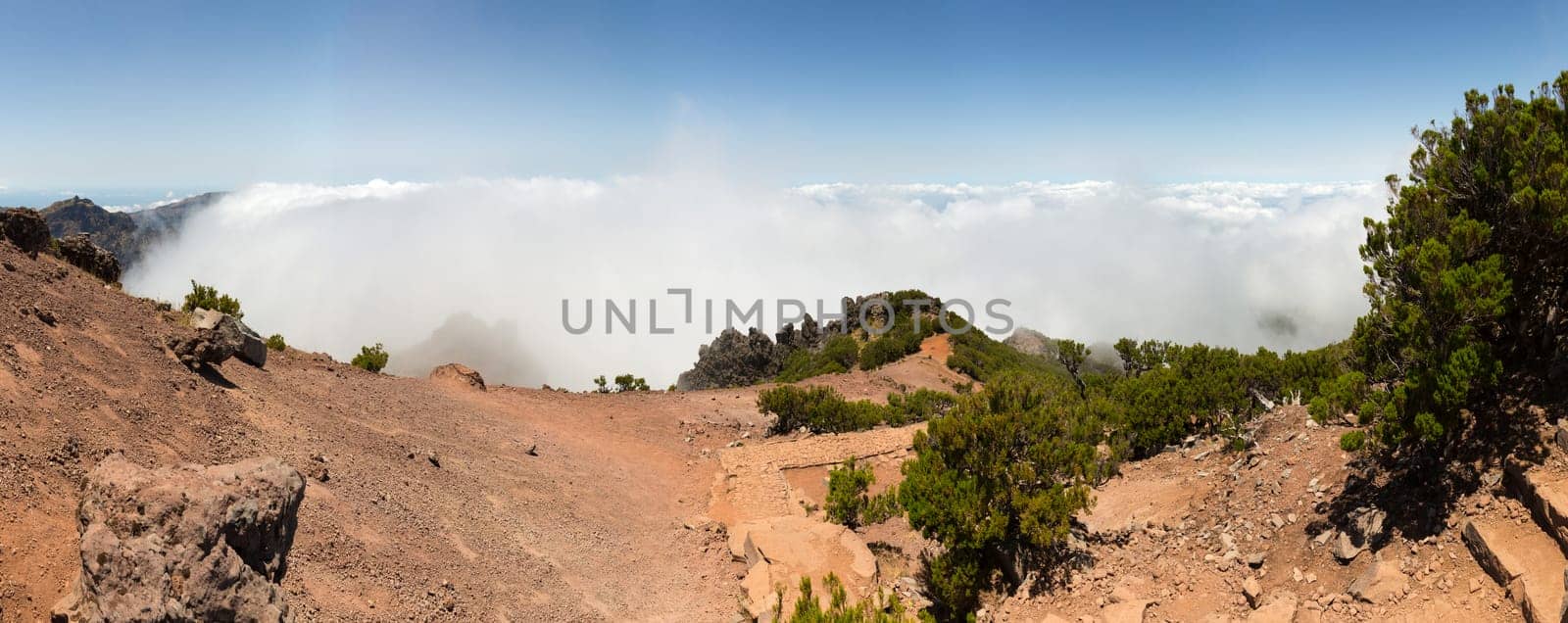 Panoramic view of mountains and clouds, Portugal, Madeira