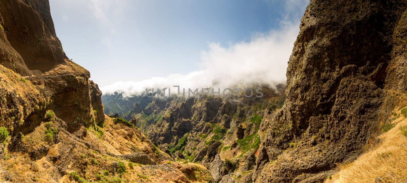 Canyon in cloudy mountains, Portugal