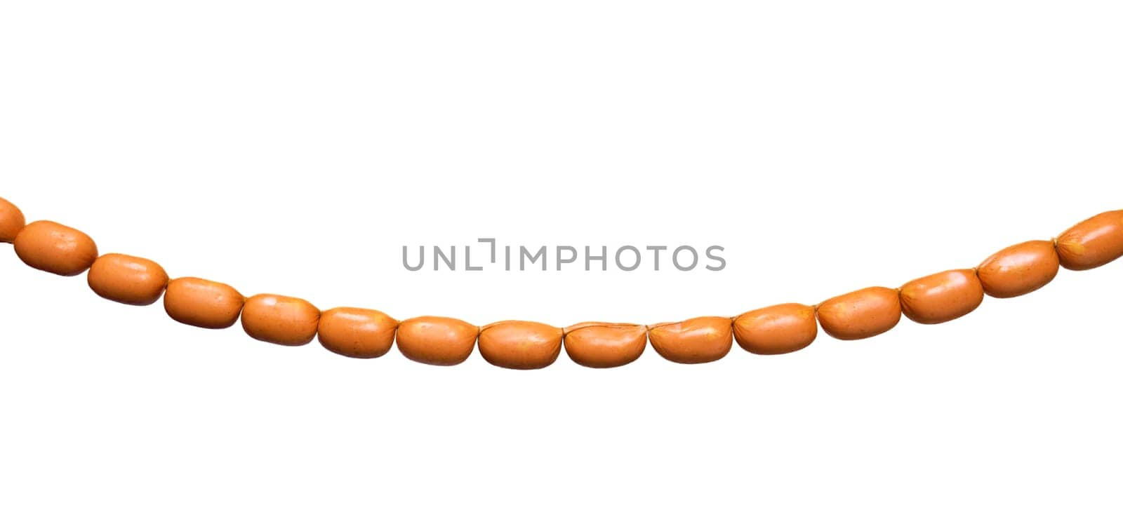 Sausages rope isolated over white background