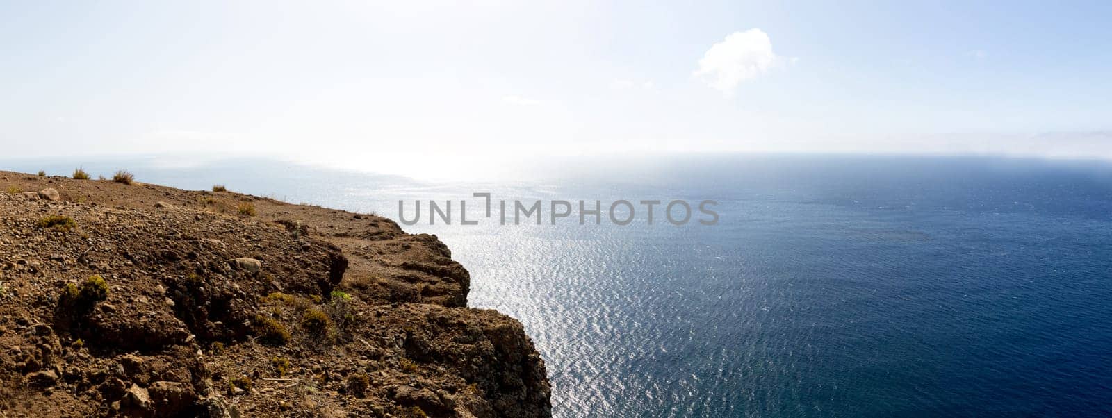 Up view of the ocean from the high mountain