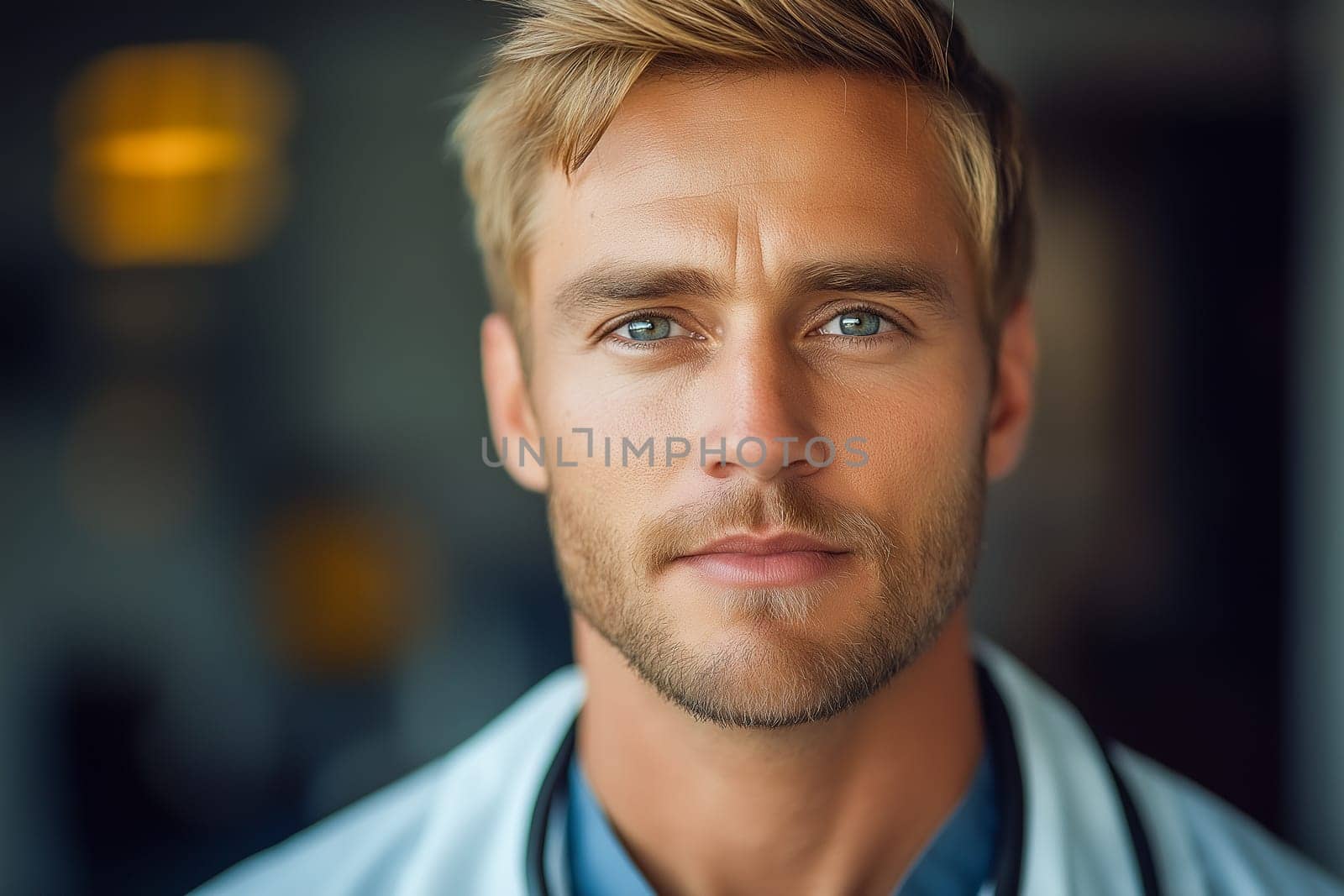 a male doctor looks directly at the camera. His professional demeanor suggests a focus on patient care.